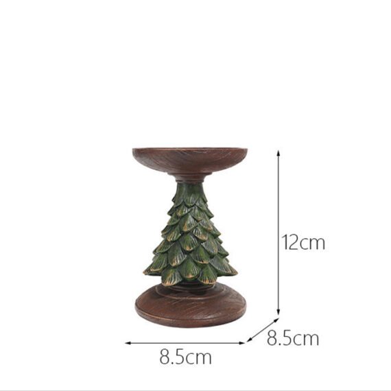 Resin Wooden Christmas Tree Candle Holder Base Figurine Christmas Decorations Candlestick Craft Home Living Room Decor