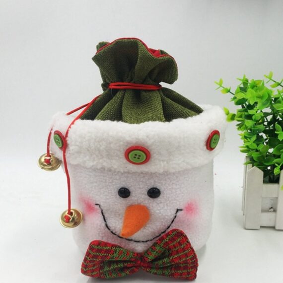 Santa Snowman Gift Candy Bell Bag Christmas Decoration Holiday Gift Bag