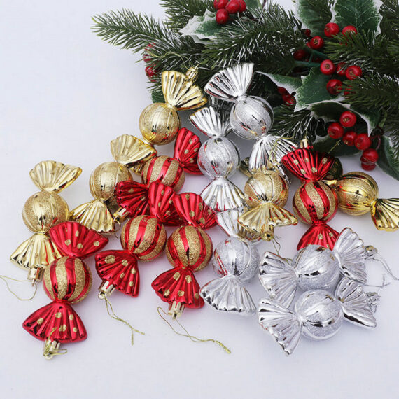 Christmas Decoration Gift Box Electroplating Candy Props Pendant 5 Pcs 1 Box