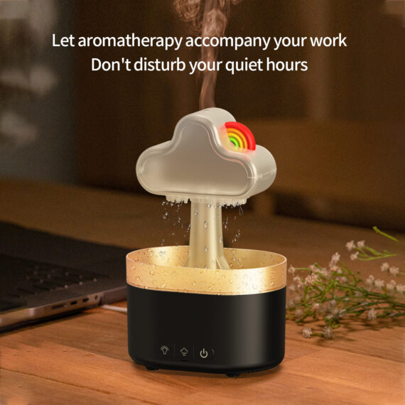 Ultrasonic Air Humidifier Mushroom Rain Cloud Humidifier With Led Light