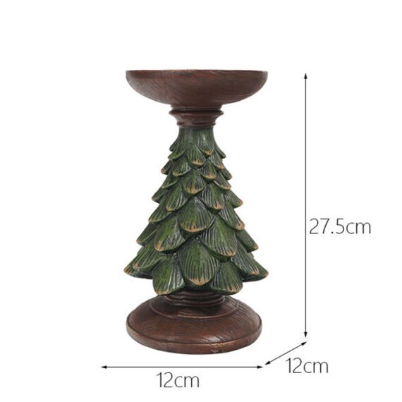 Resin Wooden Christmas Tree Candle Holder Base Figurine Christmas Decorations Candlestick Craft Home Living Room Decor