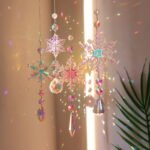 Christmas Colorful Snowflake Crystal Sun Catcher Ice Pillar Pendant Window Christmas Tree Decoration Party Pendant Christmas Decorations