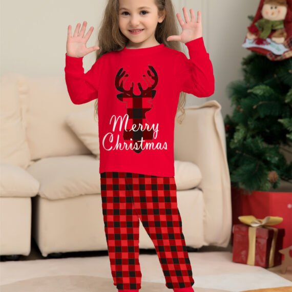 Christmas Family Matching Pajamas Set Christmas Holiday PJs Elk Top Pants Set Pajamas For Family Mom Dad Kids Baby