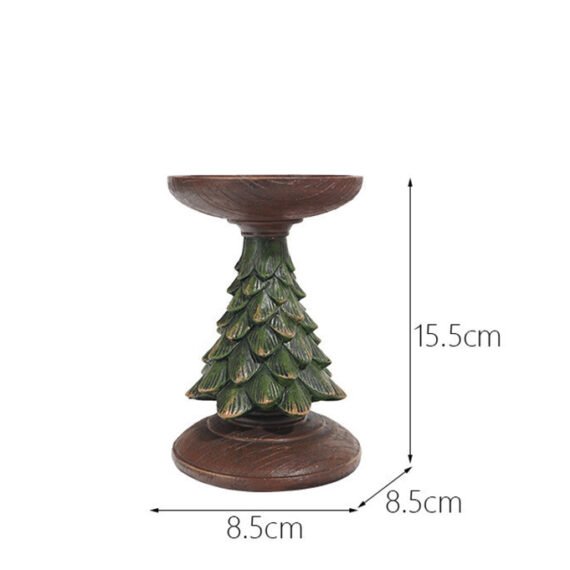 Resin Wooden Christmas Tree Candle Holder Base Figurine Christmas Decorations Candlestick Craft Home Living Room Decor