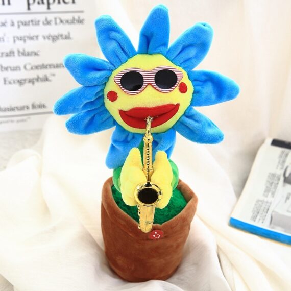 Singing Dancing Enchanting Sunflower Musical Plush Toy Saxophone Twisting Light Shining  Child Girl Boy Gift Electric Plant Flower Vocal Toy