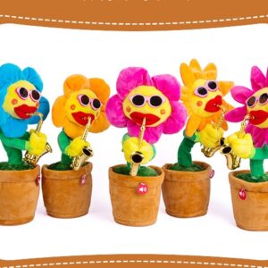 Singing Dancing Enchanting Sunflower Musical Plush Toy Saxophone Twisting Light Shining  Child Girl Boy Gift Electric Plant Flower Vocal Toy