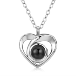 925 Silver Romantic Photo Projection Necklace Heart Shaped Pendant Necklace