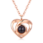 925 Silver Romantic Photo Projection Necklace Heart Shaped Pendant Necklace