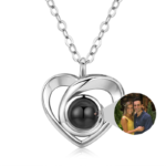 925 Silver Romantic Photo Projection Necklace Heart Shaped Pendant Necklace