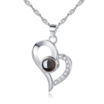 925 Silver Projection Color Photo Heart Necklace
