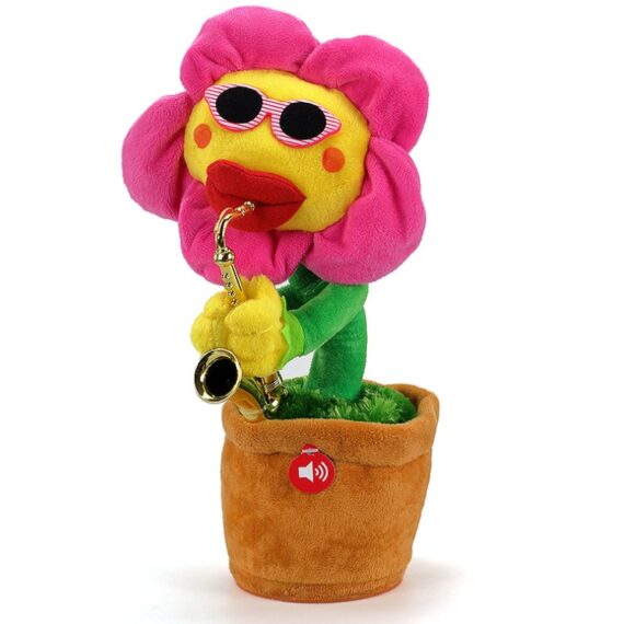 Singing Dancing Enchanting Sunflower Musical Plush Toy Saxophone Twisting Light Shining  Child Girl Boy Gift Electric Plant Flower Vocal Toy
