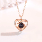 925 Silver Romantic Photo Projection Necklace Heart Shaped Pendant Necklace