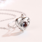 925 Silver Romantic Photo Projection Necklace Heart Shaped Pendant Necklace
