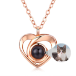 925 Silver Romantic Photo Projection Necklace Heart Shaped Pendant Necklace