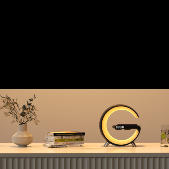 New Intelligent G Shaped LED Lamp Bluetooth Speaker Wireless Charger Atmosphere Lamp App Control For Bedroom Home Decor