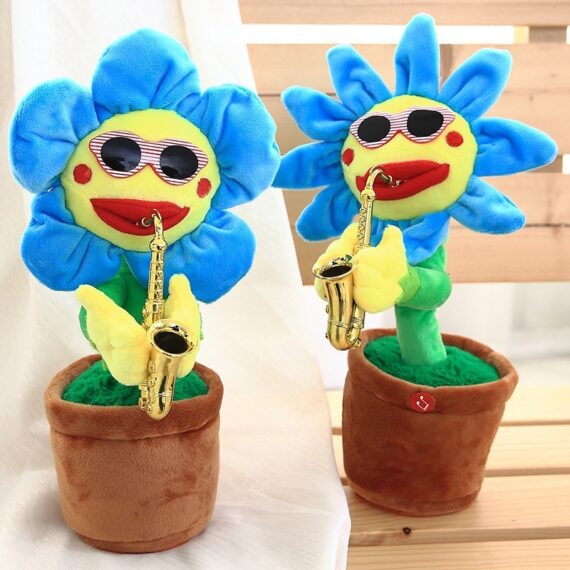 Singing Dancing Enchanting Sunflower Musical Plush Toy Saxophone Twisting Light Shining  Child Girl Boy Gift Electric Plant Flower Vocal Toy
