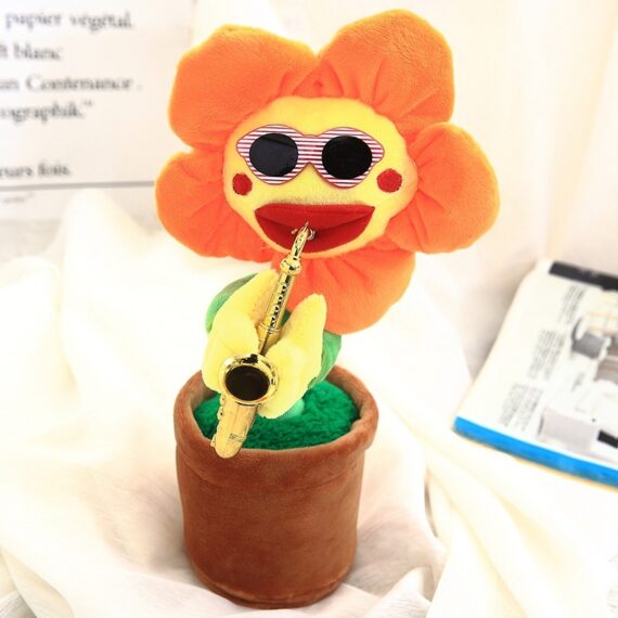 Singing Dancing Enchanting Sunflower Musical Plush Toy Saxophone Twisting Light Shining  Child Girl Boy Gift Electric Plant Flower Vocal Toy