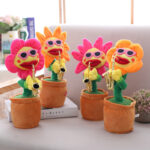 Singing Dancing Enchanting Sunflower Musical Plush Toy Saxophone Twisting Light Shining  Child Girl Boy Gift Electric Plant Flower Vocal Toy