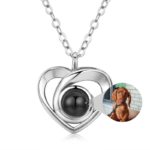 925 Silver Romantic Photo Projection Necklace Heart Shaped Pendant Necklace