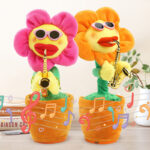 Singing Dancing Enchanting Sunflower Musical Plush Toy Saxophone Twisting Light Shining  Child Girl Boy Gift Electric Plant Flower Vocal Toy