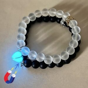 Handmade Bracelet Set Luminous Heart Glow In The Dark Couple Handcrafted Bracelet For Lover Men Women Fluorescent Gift.